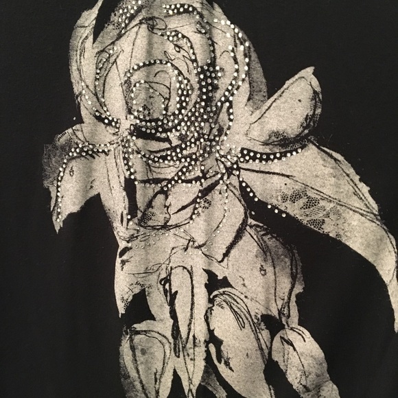 Maurice’s Black silver sparkle floral top - Picture 2 of 3